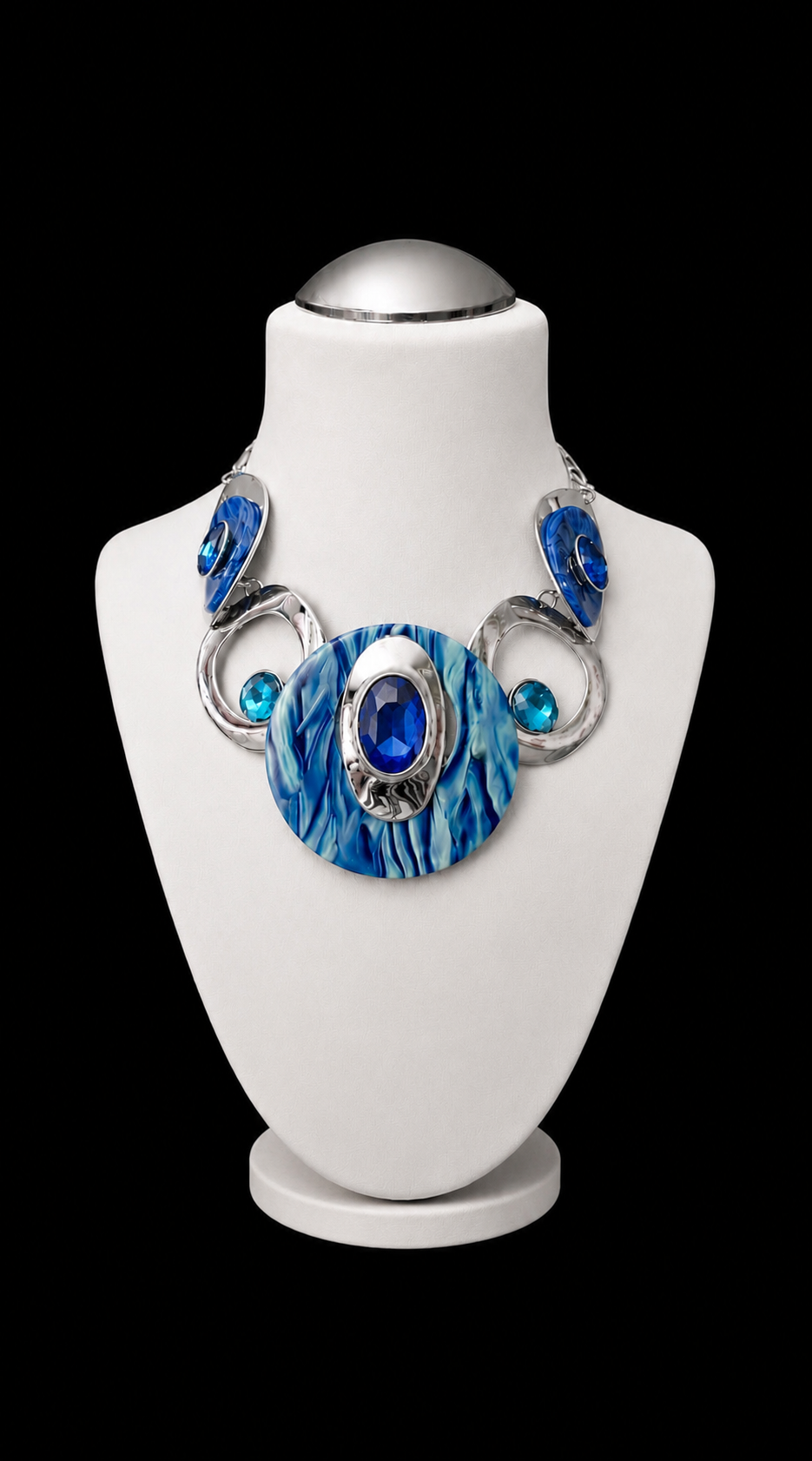 Blauer Wirbel | kreisförmiges Set in  Blau | Plattierung: Rhodium | Größe:45,72 cm