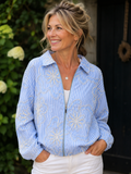Damen-Blouson mit floraler Stickerei | Hellblau  |  Gr. 40