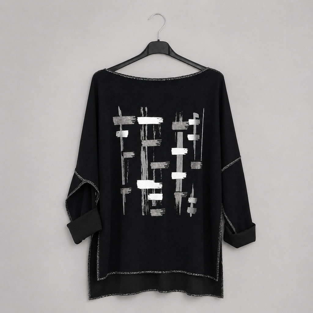 Shirt mit U-Boot-Ausschnitt | Gr. 38-42 | Schwarz