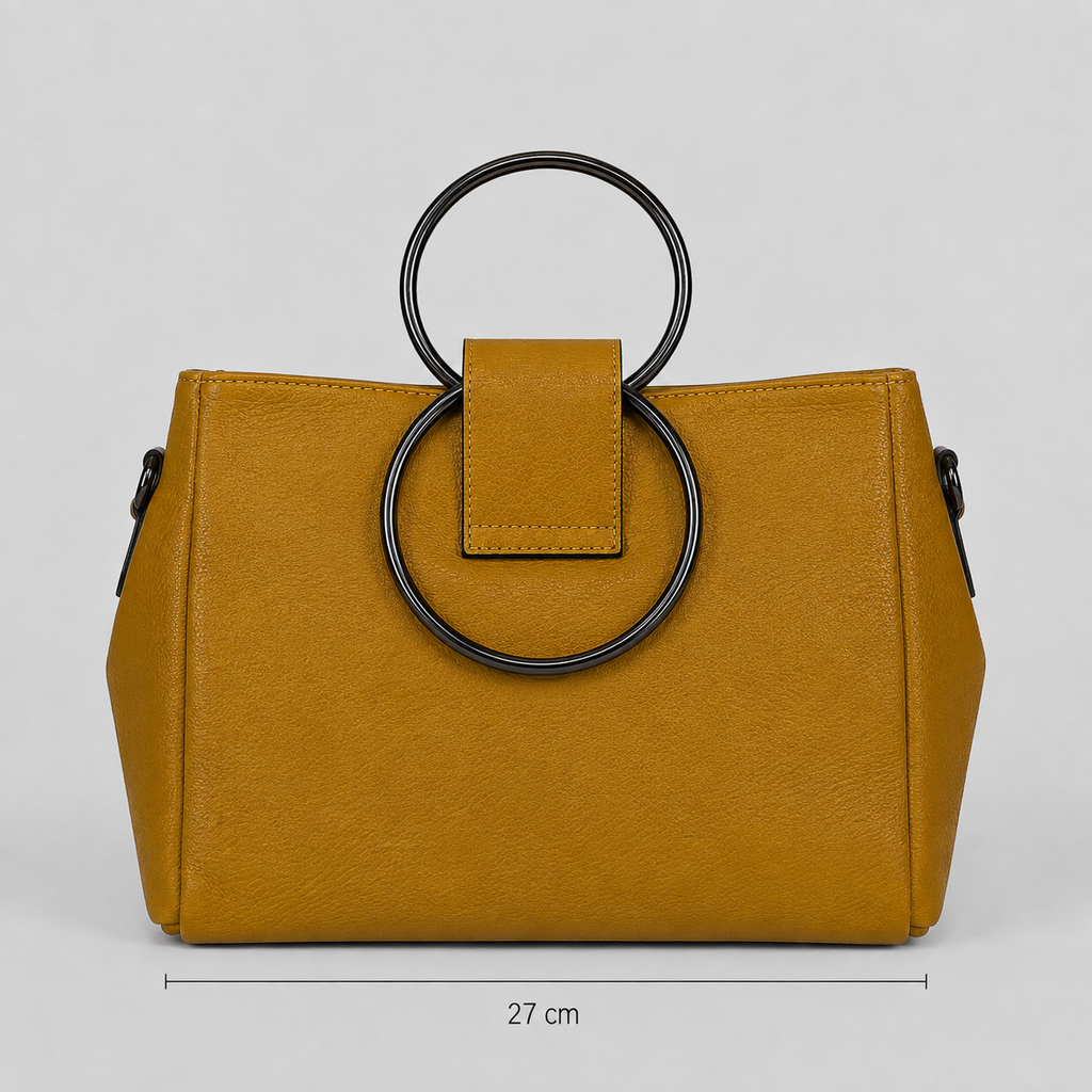 Senfgelbe Handtasche mit Ringhenkeln