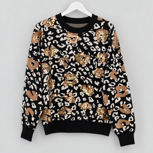 Damen Leo-Pullover mit Glitzerdetails in verschiedenen Varianten  | Gr.  40-44