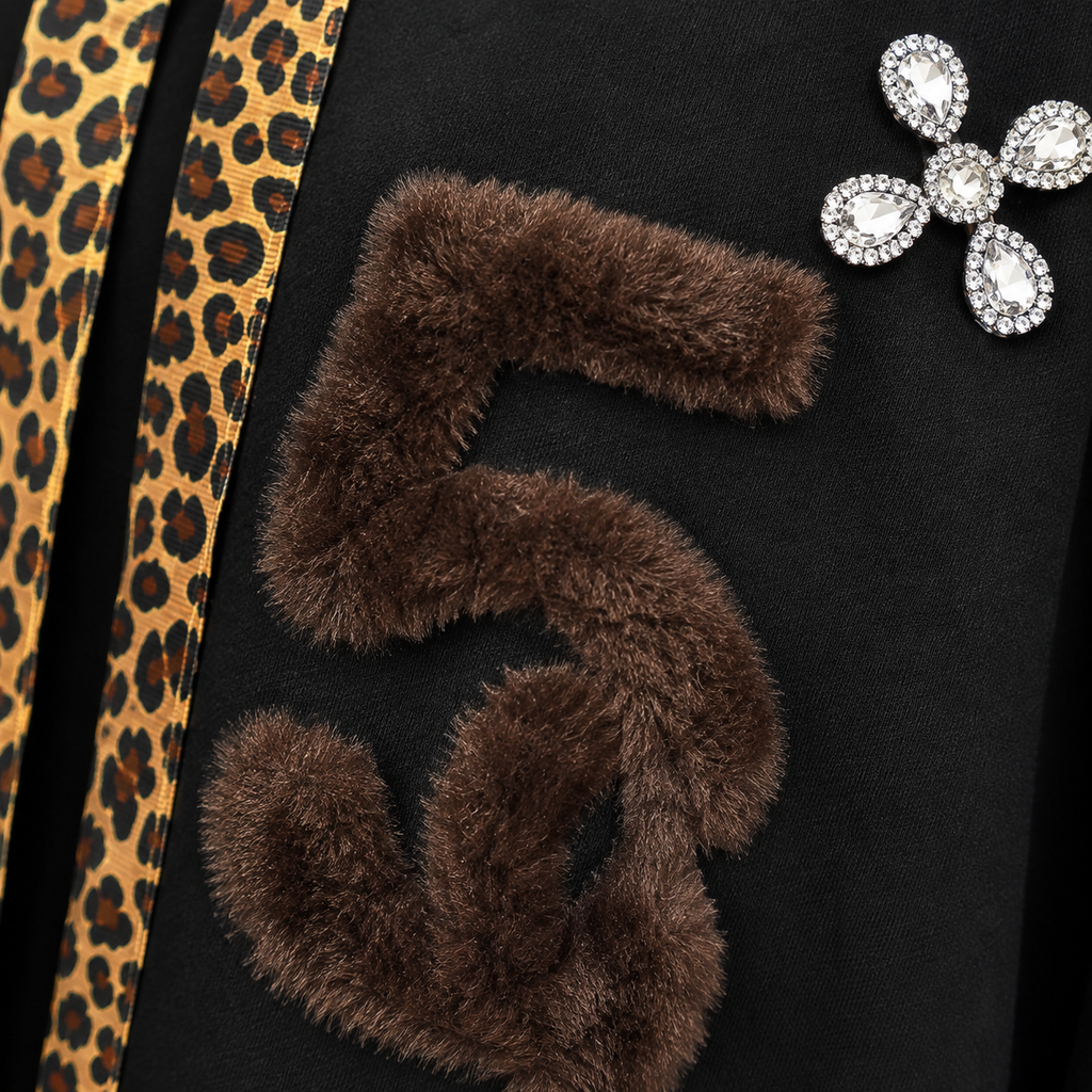 Hoodie mit Leo-Details Gr. 40-46 Schwarz