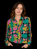 Aniston Casual Damenbluse - Retro Blumen Boho Style / 100 % Viskose Gr. 42