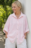 Hellrosa Baumwollbluse mit floraler Stickerei | Gr. 38-44. |. Made in Italy