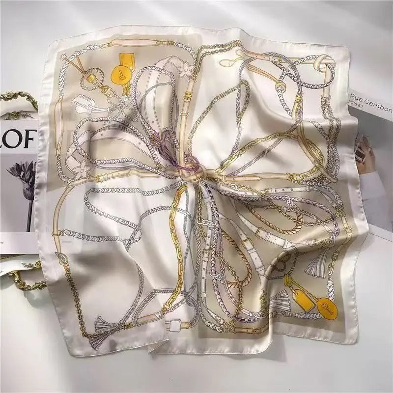 Luxury Satin Scarf Beige Gold