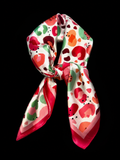Kleines quadratisches Seiden-Halstuch mit buntem Leopardenmuster - Rot |  70 x 70 cm