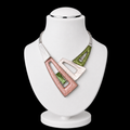 AKA Kragen Pink Grün Geometrisches Schlangenkettenset  |  Rhodium