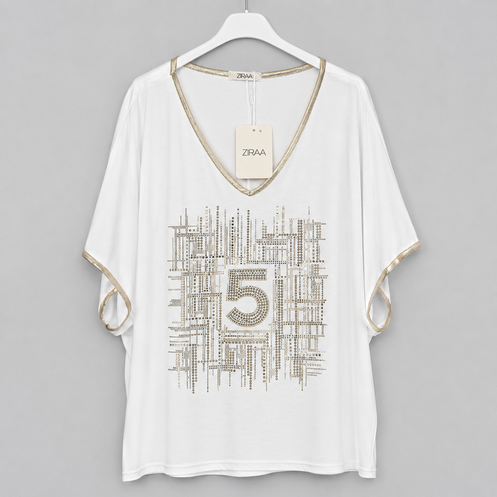 Glitzer-Shirt mit Strass - Eleganz trifft Glamour  Gr. 42-46
