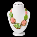 AKA Kragen Traumhaftes Marmoriertes Rosa Grünes Halsband |  Plating: Gold