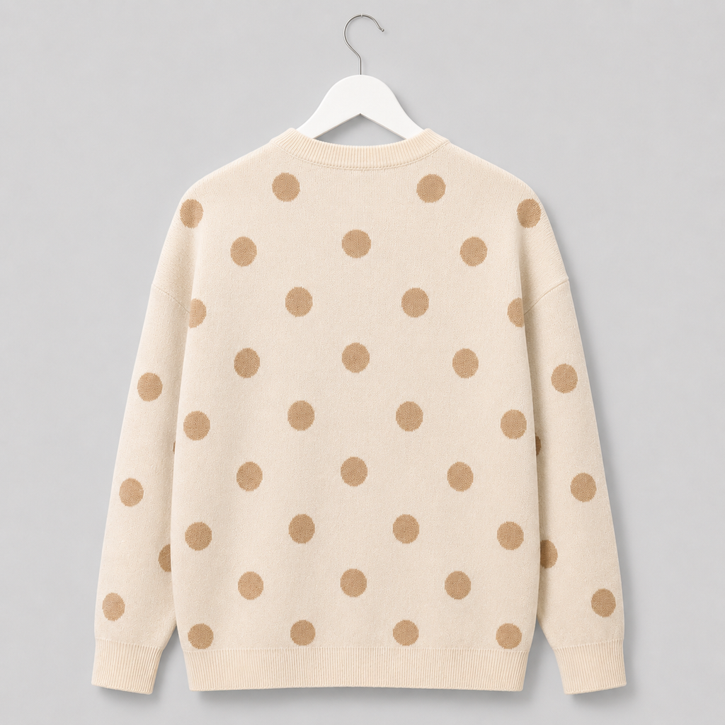 Pullover mit 3D-Applikation und Perlendetails-Creme-Gr. 38-42