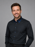 Bruno Banani Button-Down-Kragen-Herrenhemd Schwarz Blau -  Elegantes Designerhemd mit Kontrastdetails
