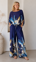 Elegantes Ensemble in Navy mit Gold-Print | Gr. 38-44 | Made in Italy