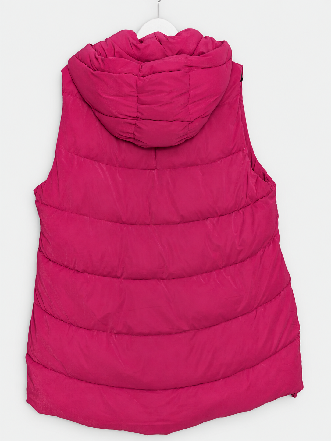 Lange Steppweste in Pink mit Kapuze Gr. XL