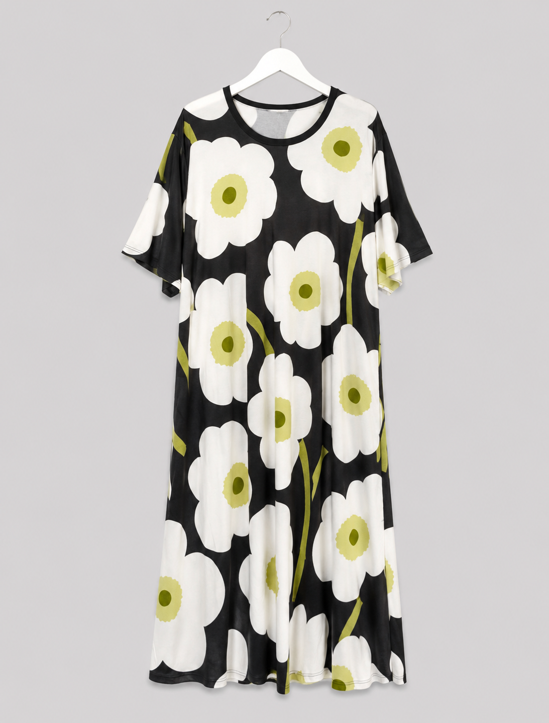 Maxikleid „Blütenzauber" - Schwarz/Weiß mit floralem Print Gr. 48-56