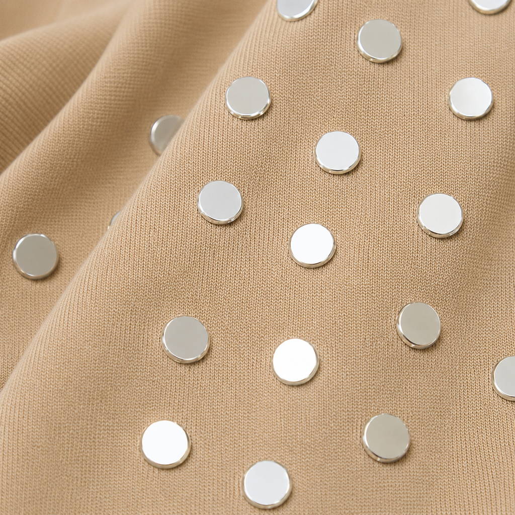 Statement-Shirt mit silbernen Details Gr 38-44 - Beige.