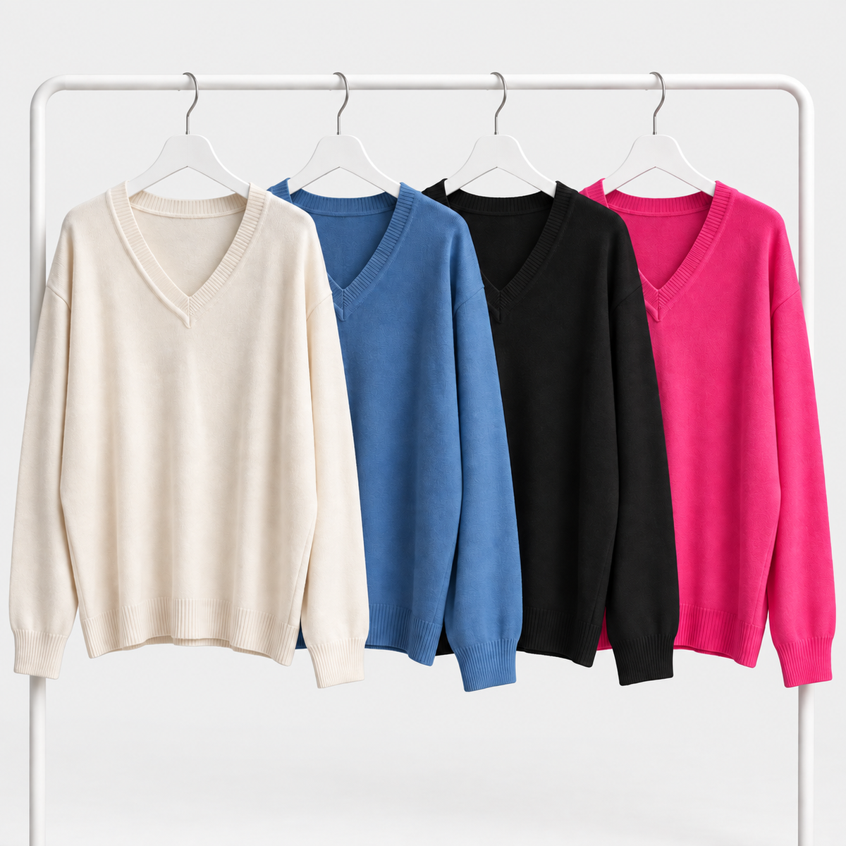 Lässiger Feinstrickpullover mit V-Ausschnitt, verschiedene Farben,  Gr. 40-44,
