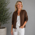 Seidiger Blouson | Gr. 38-44 | Mocca | Made in Italy