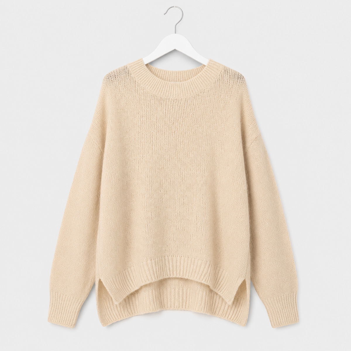 Oversize-Strickpullover in Creme und Schwarz mit Wollanteil | Gr. 38-44