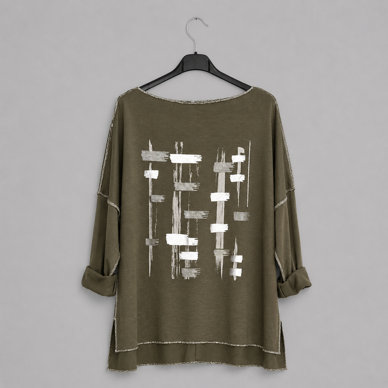 Shirt mit U-Boot-Ausschnitt | Gr. 38-42| Olive