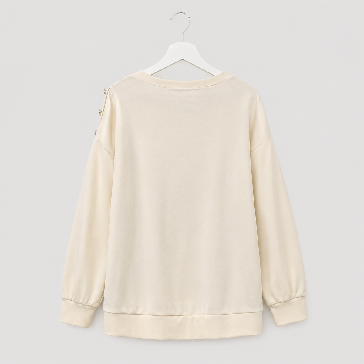 Damen-Sweatshirt mit Strass-Applikation und Schulterknöpfen | Gr. 40-46 | mehrere Farben