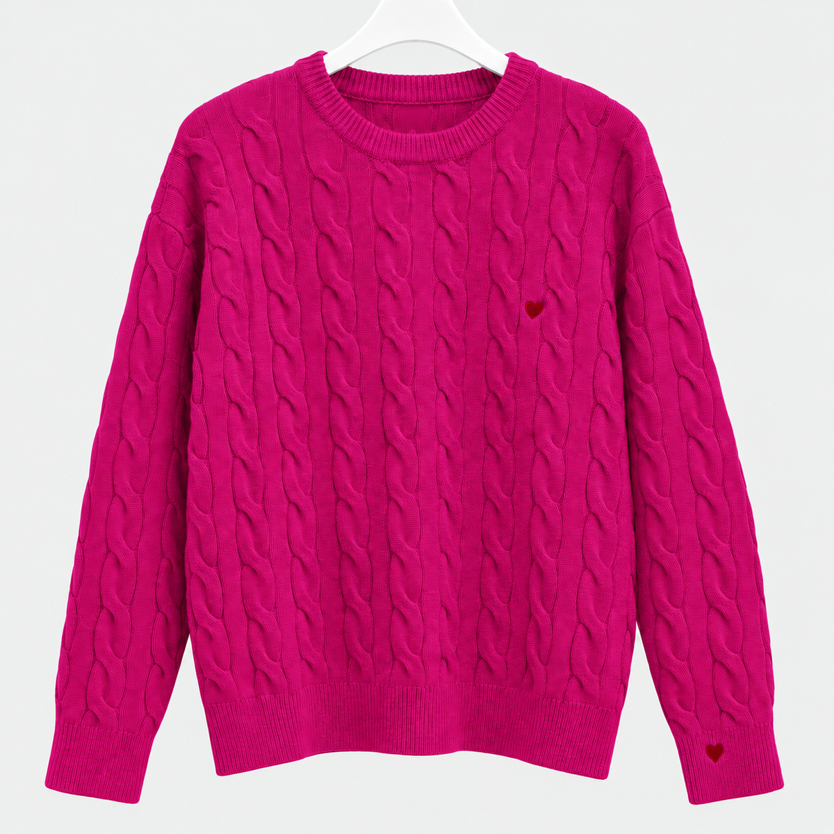 Pullover mit Herzstickerei in dunklem Fuchsia Gr. 40-42