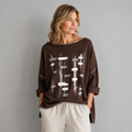 Shirt mit U-Boot-Ausschnitt | Gr. 38-42 | Braun