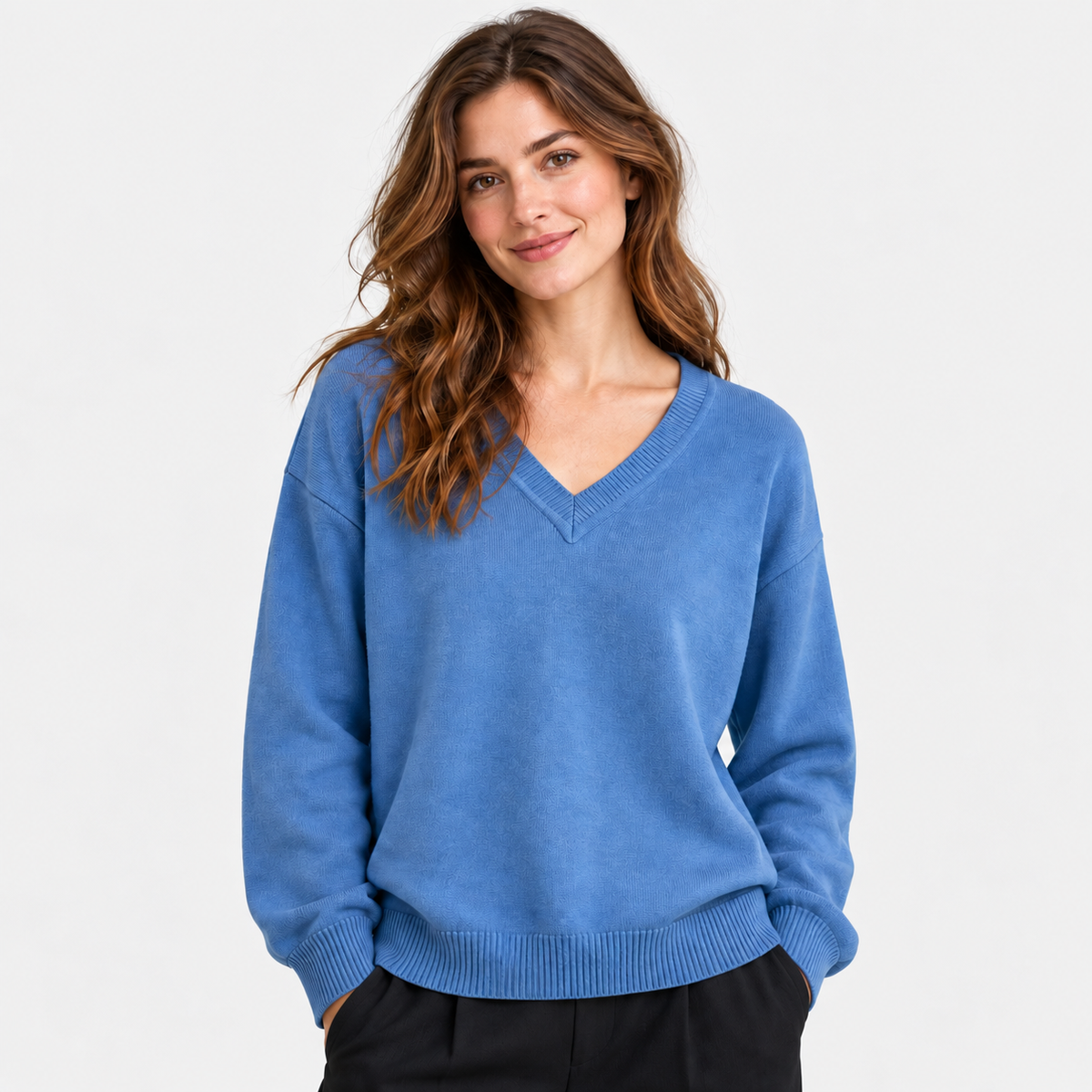 Lässiger Feinstrickpullover mit V-Ausschnitt, verschiedene Farben,  Gr. 40-44,