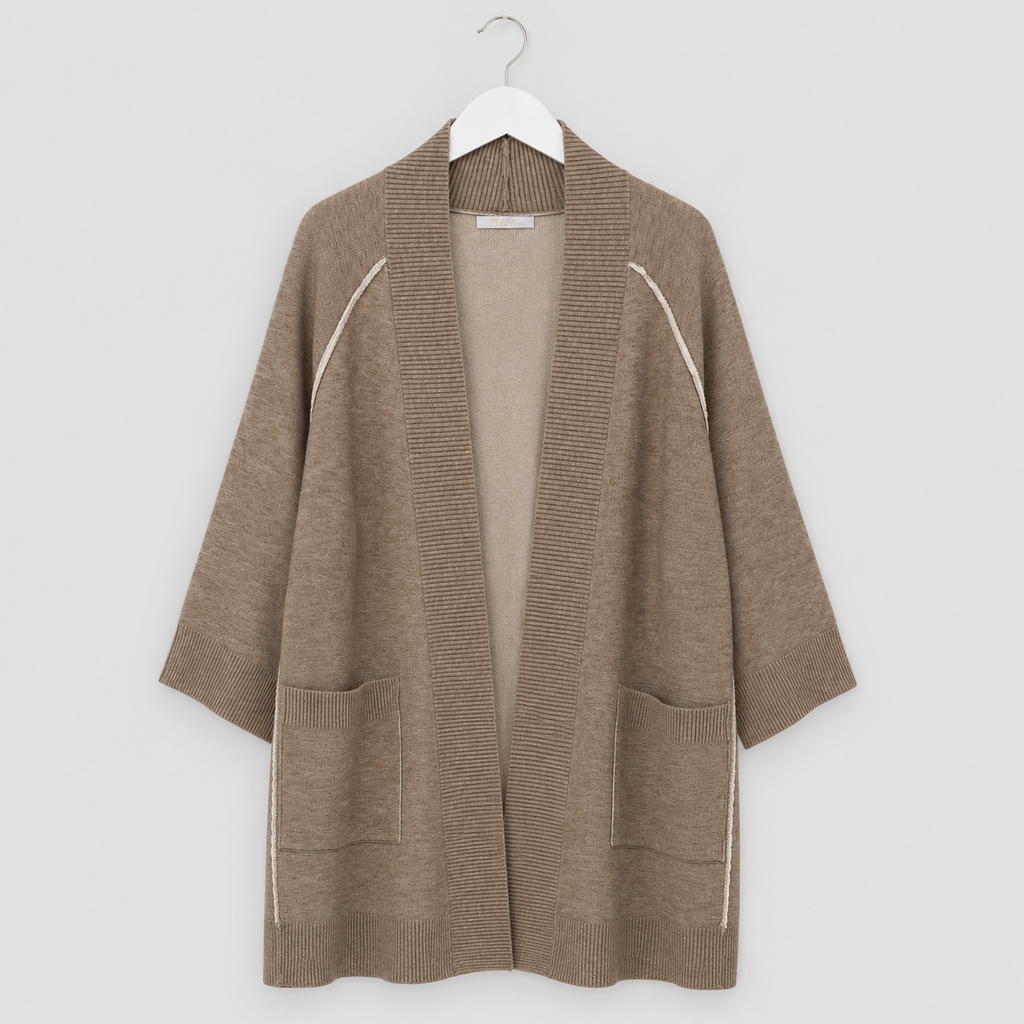 Cardigan in Taupe - lässig, weich & vielseitig Gr. 40-48
