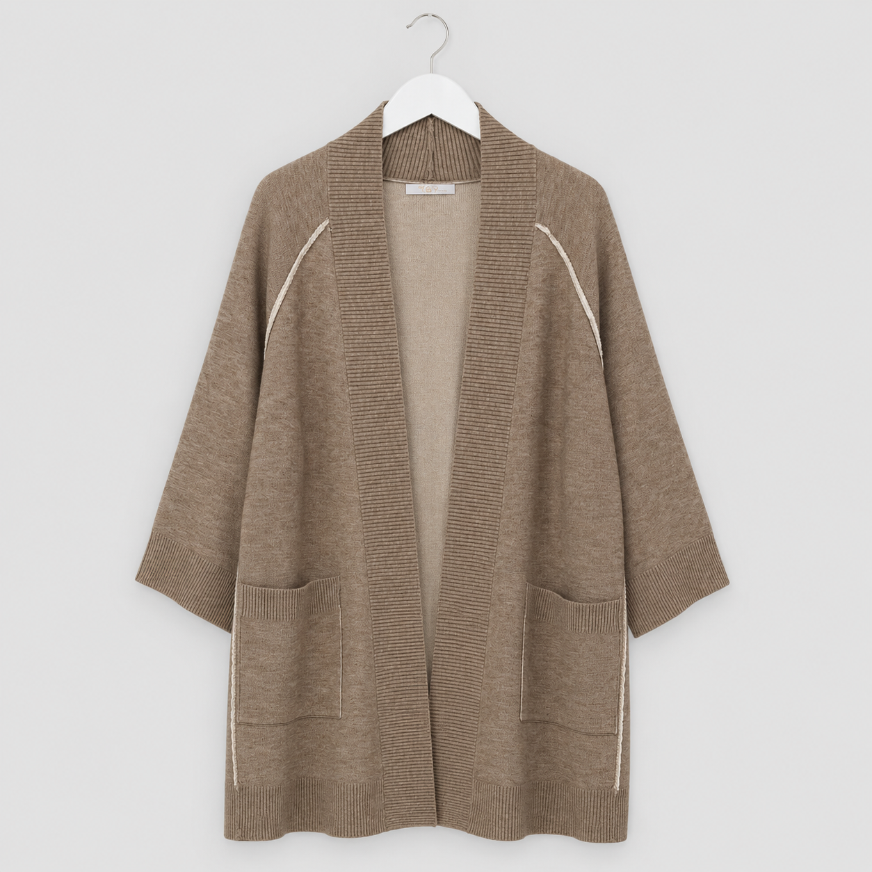 Cardigan in Taupe - lässig, weich & vielseitig Gr. 40-48