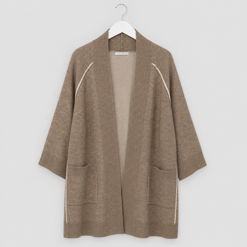 Cardigan in Taupe - lässig, weich & vielseitig Gr. 40-48