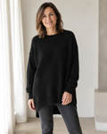 Oversize-Strickpullover in Creme und Schwarz mit Wollanteil | Gr. 38-44
