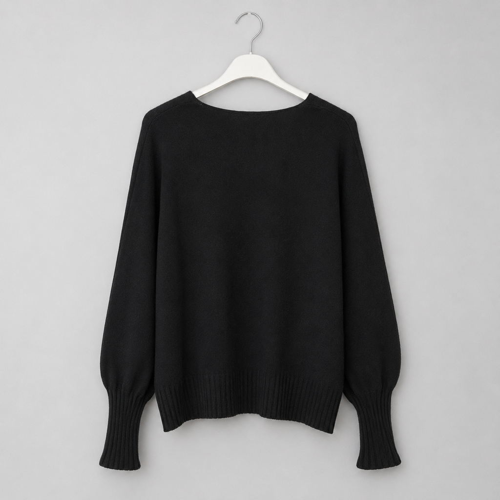 Strickpullover mit V-Ausschnitt | Gr. 38-44 | Schwarz