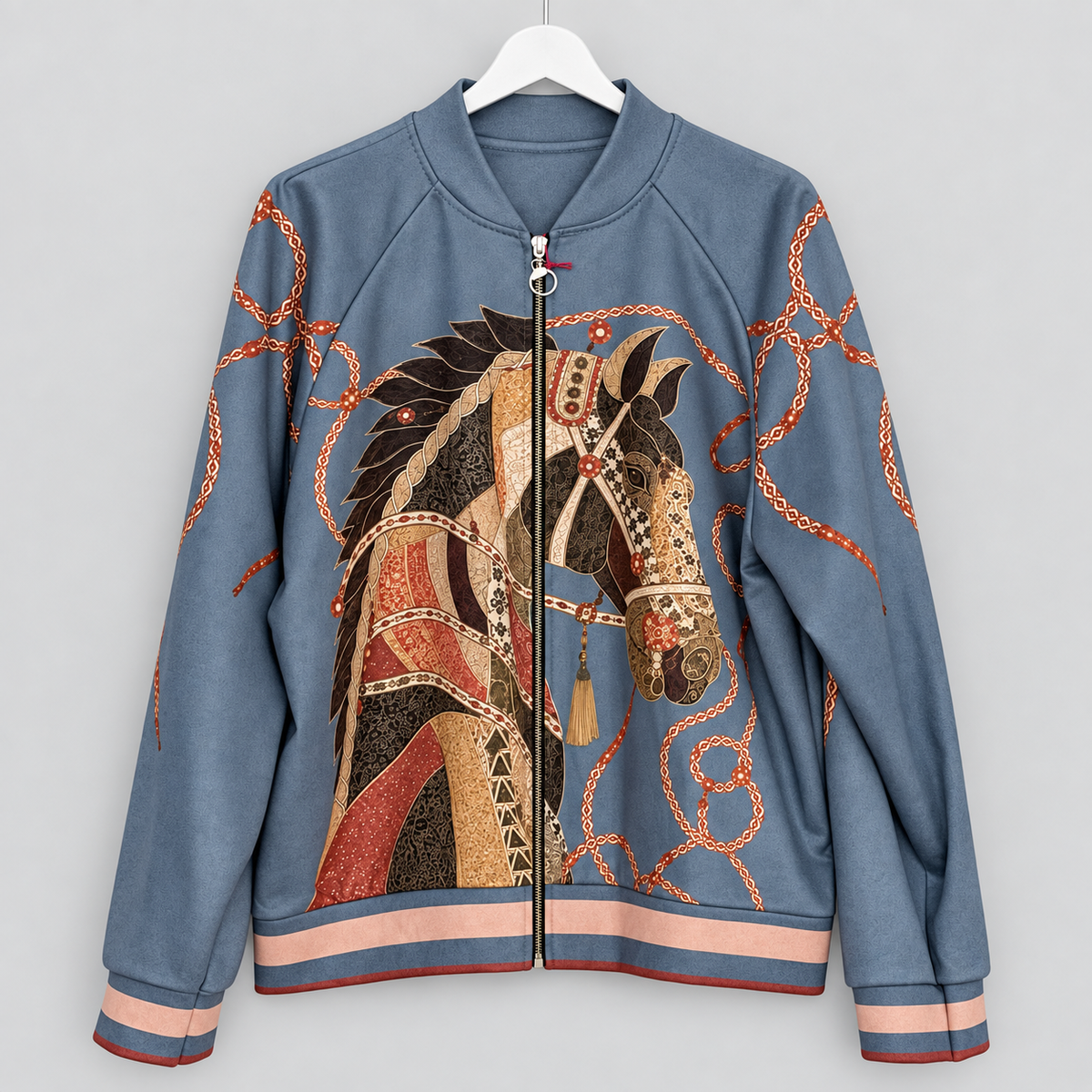 Blousonjacke mit kunstvollem Pferdemotiv | Gr. 40-44