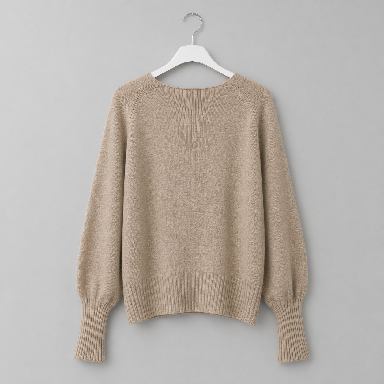 Strickpullover mit V-Ausschnitt | Gr. 38-44 | Beige