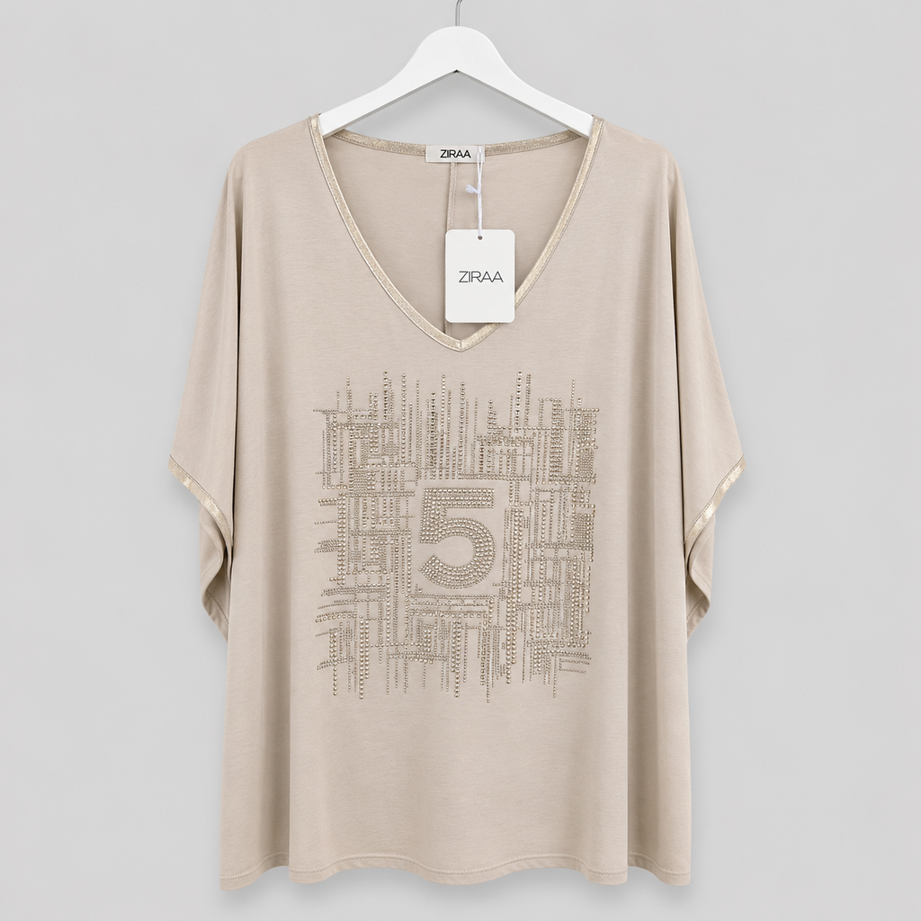 Glitzer-Shirt mit Strass - Eleganz trifft Glamour Gr. 42-46