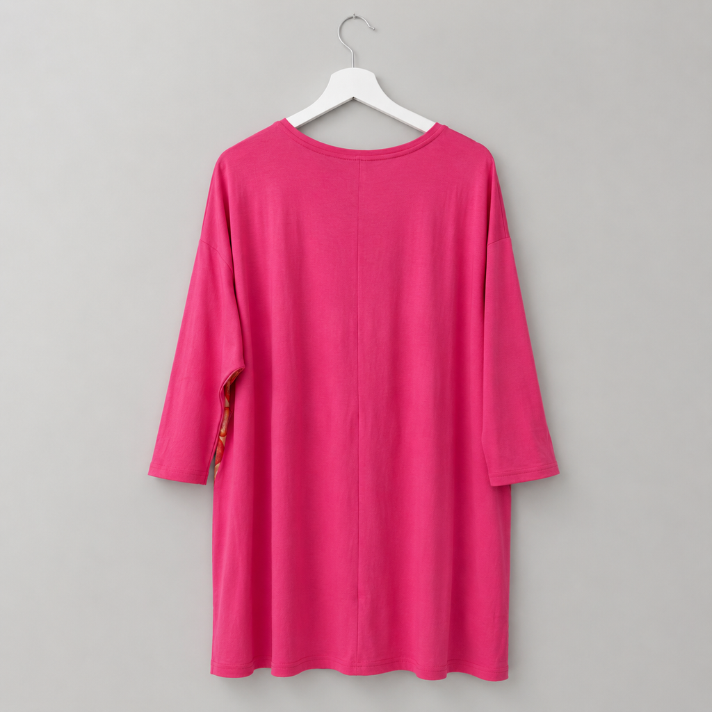 Damen-Shirt in Pink mit modernem Print und Glitzerdetails