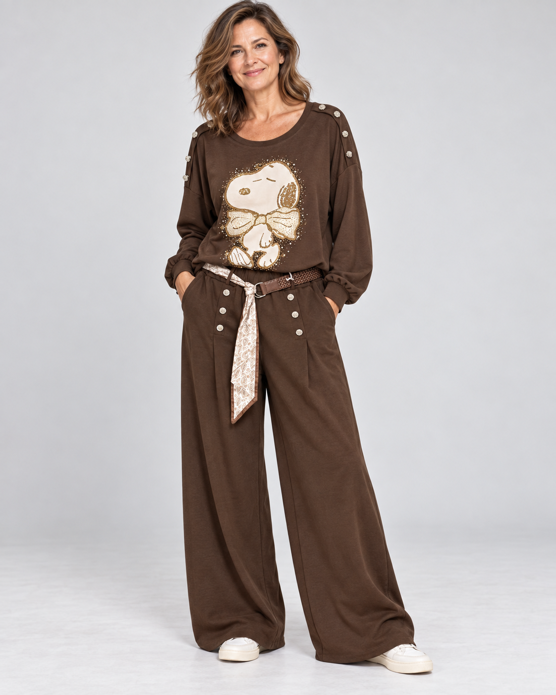 Marlenehose + Shirt | Set | Gr. 42–46 | Braun