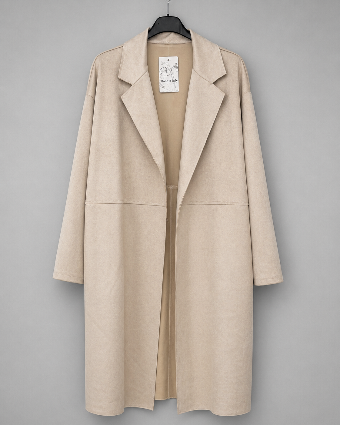 Long-Cardigan in Velourleder-Optik | Gr. 40-44 | Beige