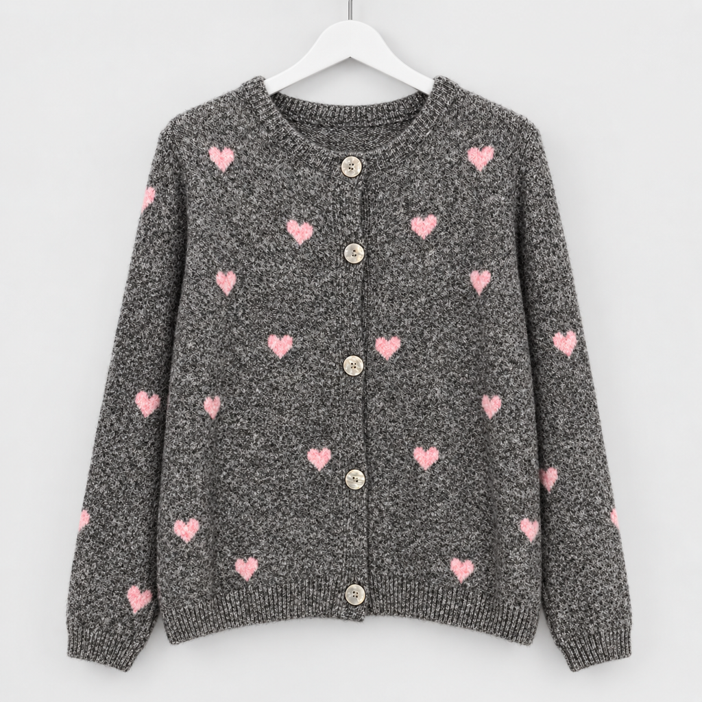 Strickjacke mit Herzmuster und Knöpfen | Gr. 38-44 | verschiedene Farben