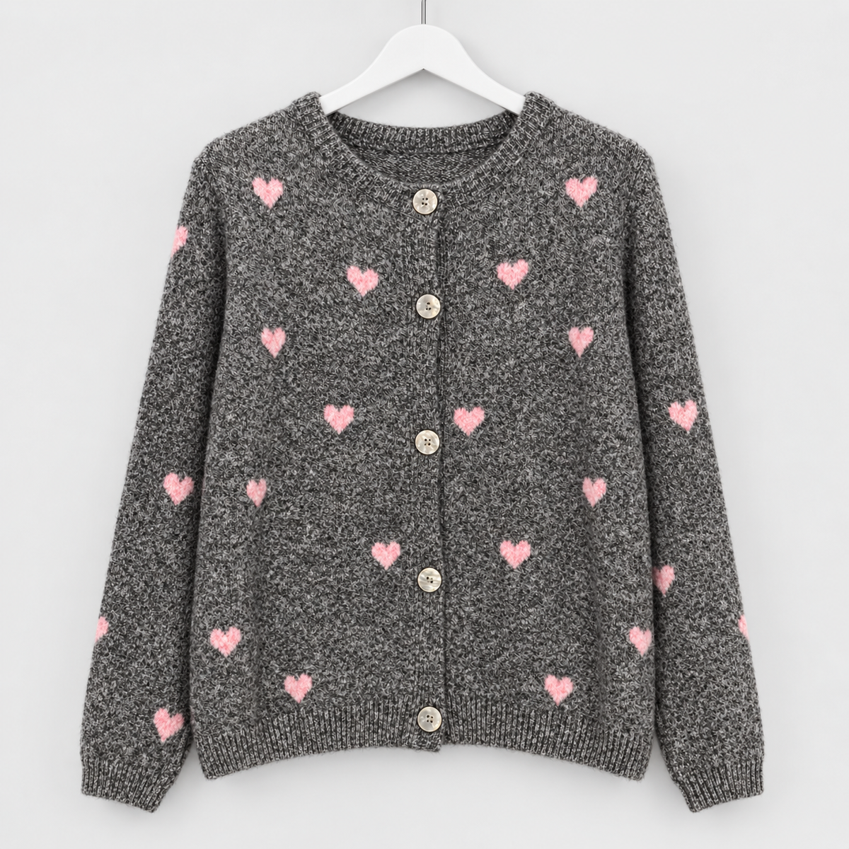 Strickjacke mit Herzmuster und Knöpfen | Gr. 38-44 | verschiedene Farben