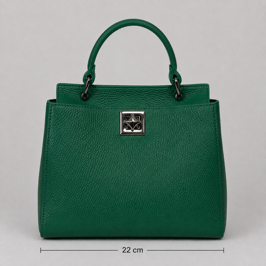 Italienische Echtleder-Handtasche in Grün - zeitlos & elegant