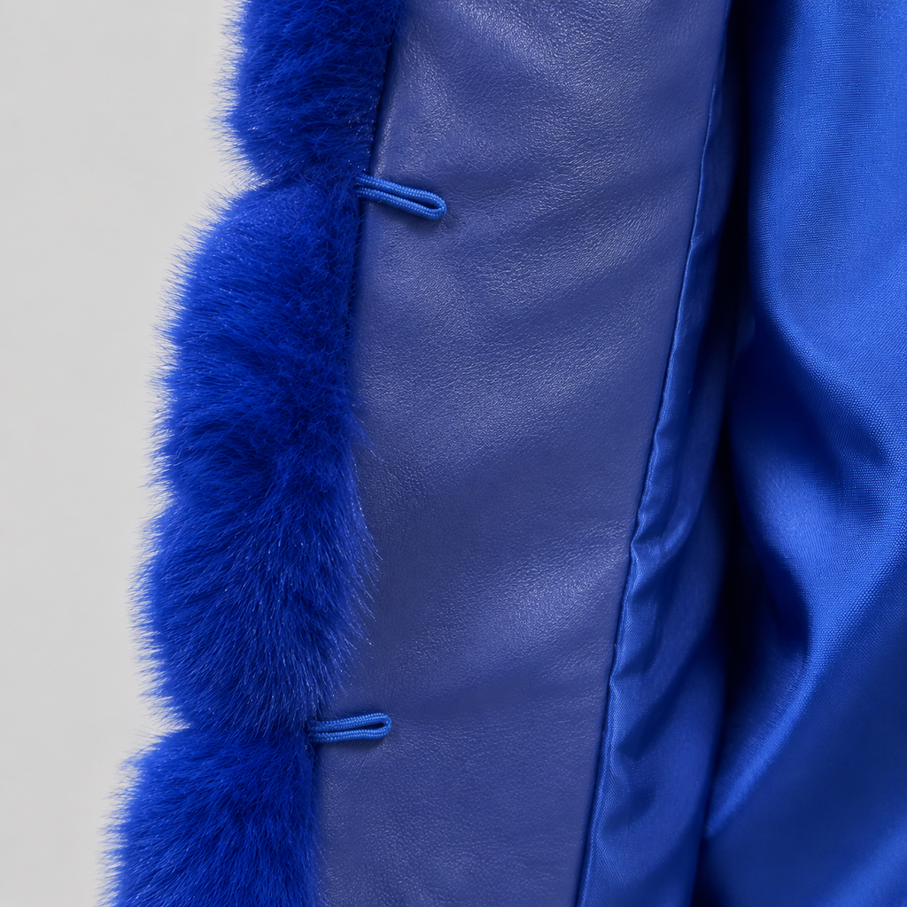 Gefütterte Kunstfellweste -Royalblau-Gr. M