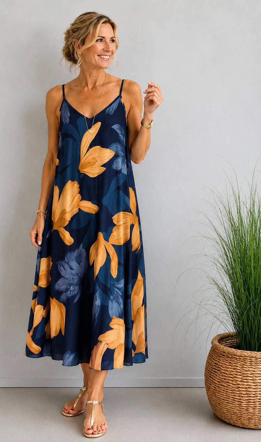 Maxikleid  mit floralem Print |  Gr. 38 - 42/44