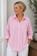 Gestreifte Bluse in Rosa-Weiß - zeitlos & feminin | Gr. M/L