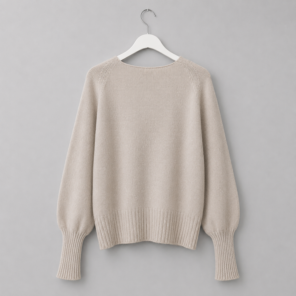 Strickpullover mit V-Ausschnitt | Gr. 38-44 | Creme