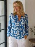Zwillingsherz Bluse/Tunika | Weiß/Blau mit pinken Akzent |  Gr. S/M | 100 % Baumwolle
