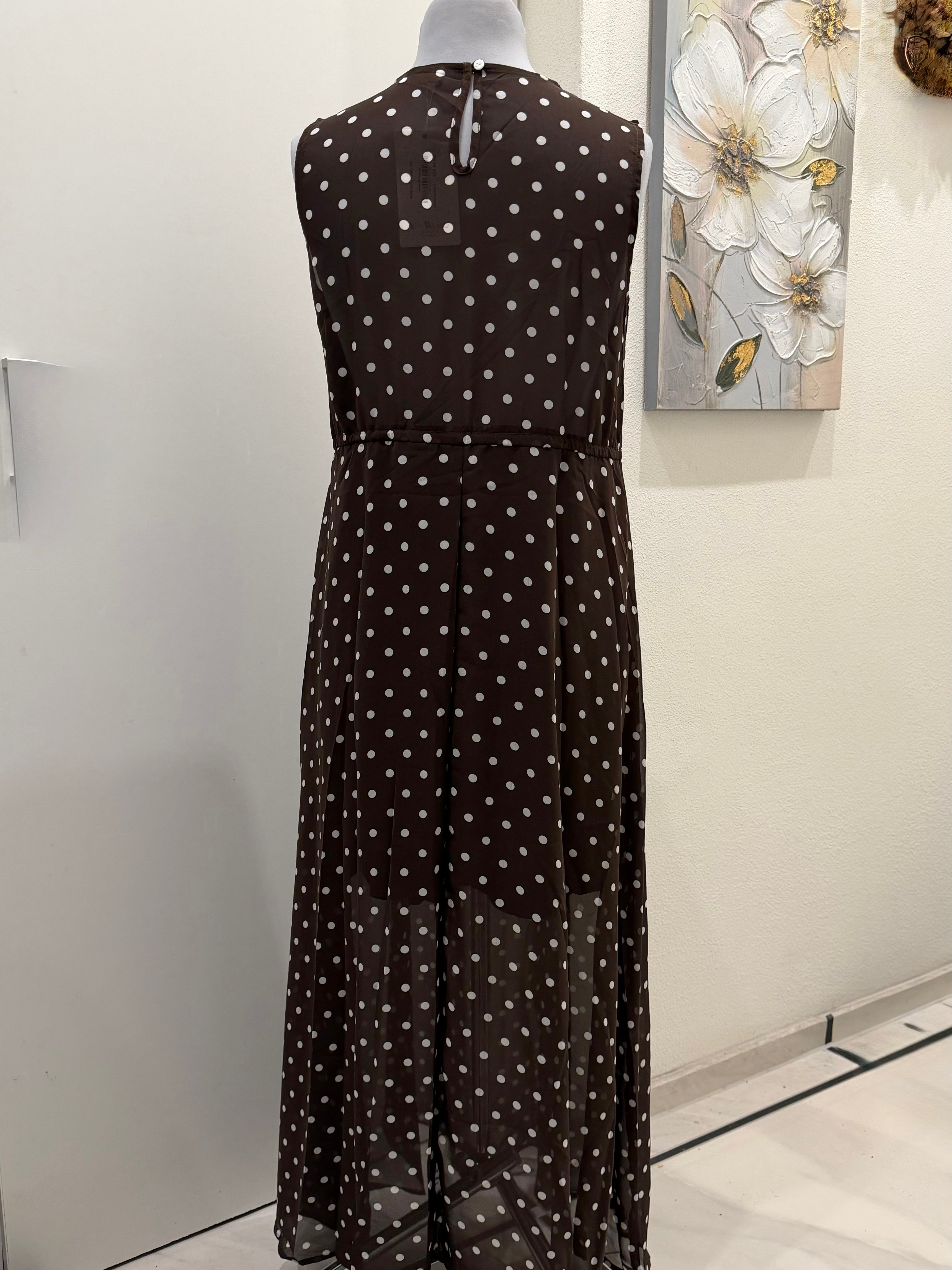 Maxikleid mit Polka Dons in Braun | Gr. S/M
