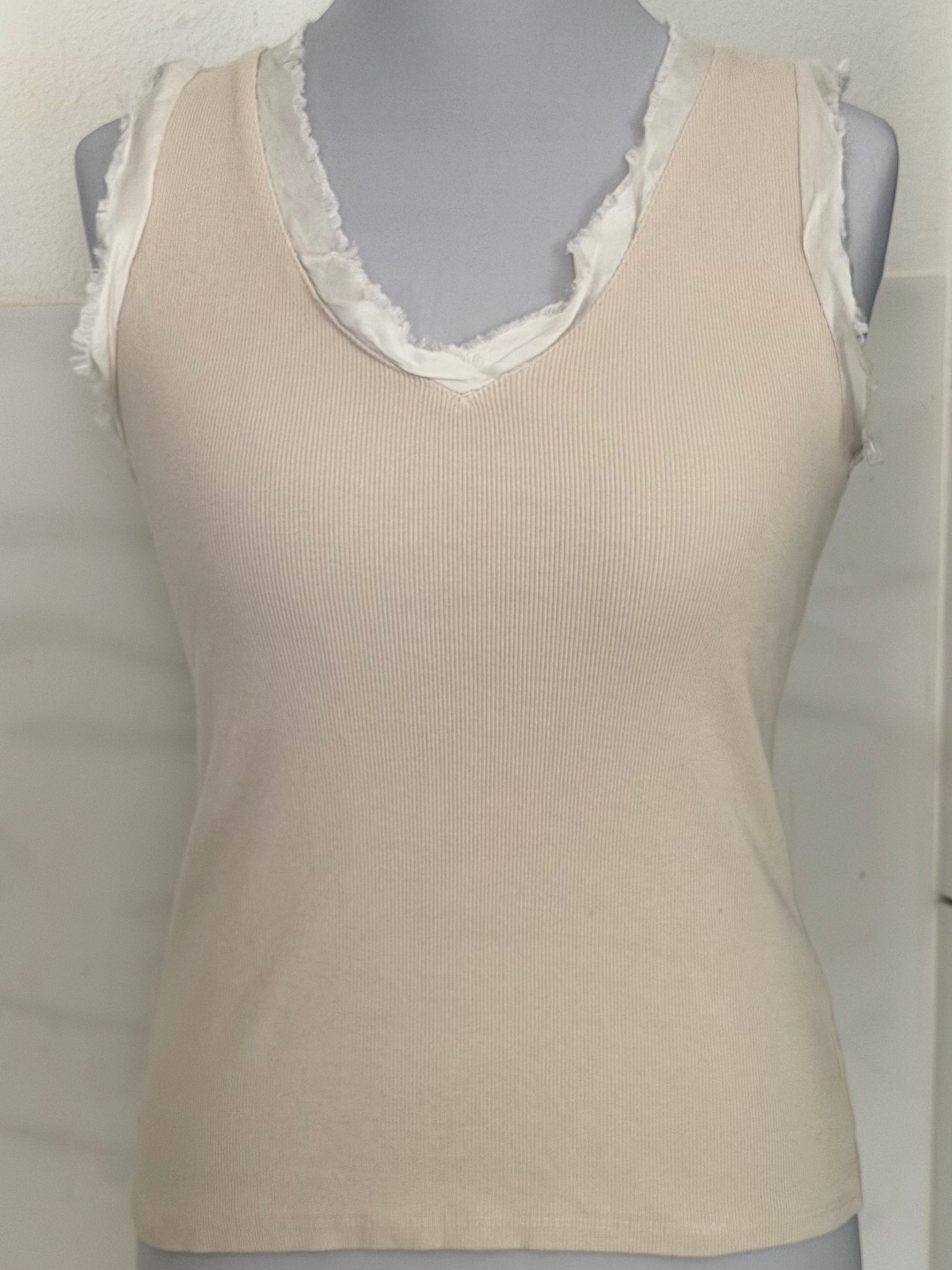 Feines Ripp-Top in Creme |  zeitlos & vielseitig kombinierbar | Gr. 36/38