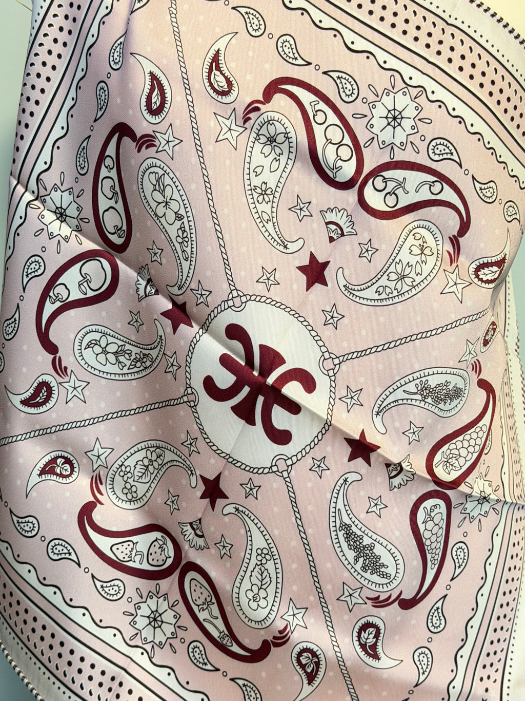 Viskose-Halstuch in Beige mit Paisley-Muster 55 x 55 cm