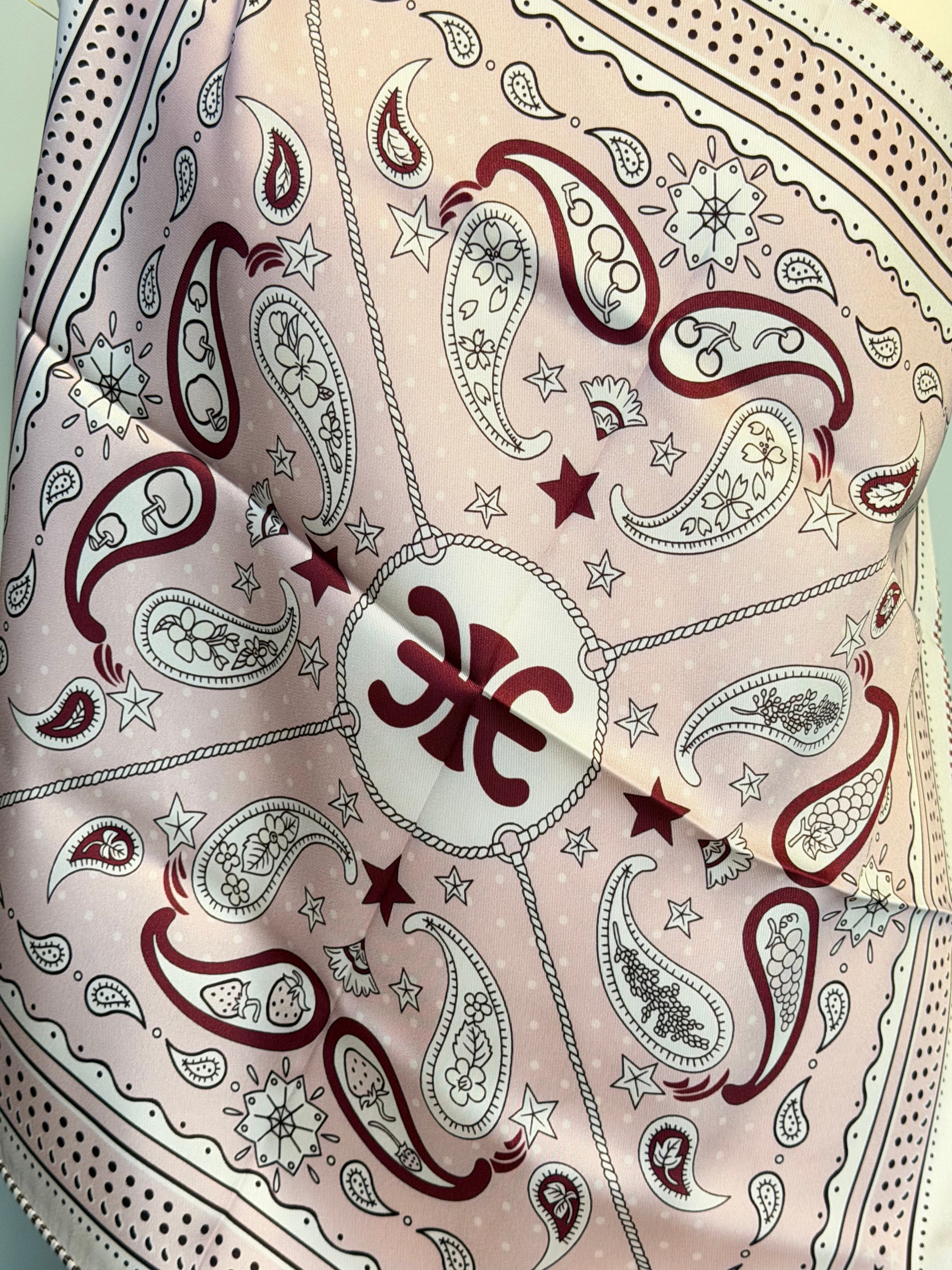 Viskose-Halstuch in Beige mit Paisley-Muster 55 x 55 cm